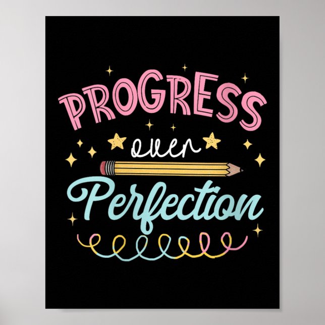 Poster Womens Progress Over Perfection Motivational Teach (Devant)