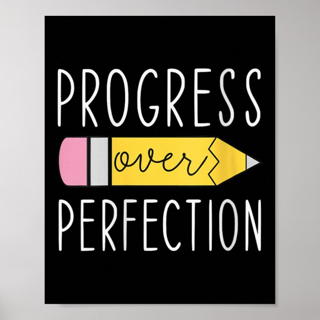 Poster Womens Progress Over Perfection Motivational Teach (Devant)