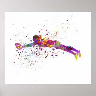 Poster Women's rugby in watercolor