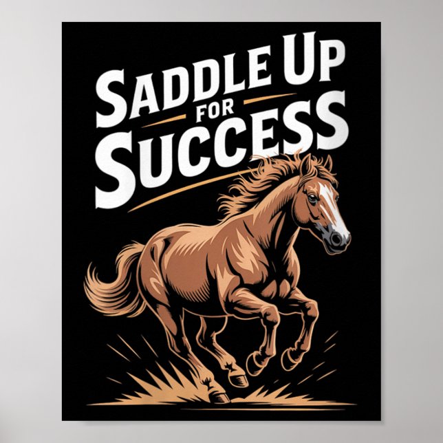Poster Womens Saddle Up For Success Motivational Horse Ri (Devant)
