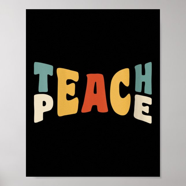 Poster Womens Teach Peace Retro Teacher Motivational Educ (Devant)