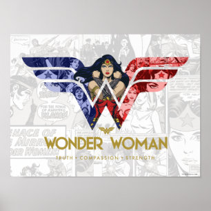 Poster Wonder Woman Crossed Arms dans le logo collage