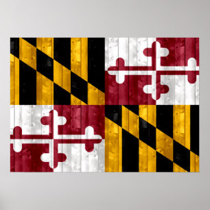 Poster Wooden Marylander Flag