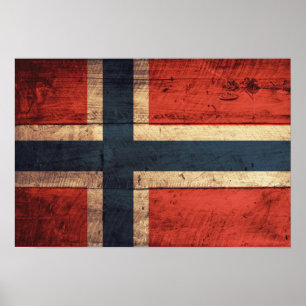 Poster Wooden Norway Flag