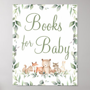 Poster Woodland Animals Livres verts pour Baby Tabletop