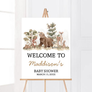 Poster Woodland Animaux Aventure Attend Bienvenue