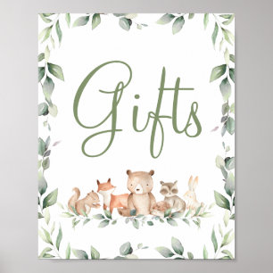 Poster Woodland Animaux Green-Gifts Party Table
