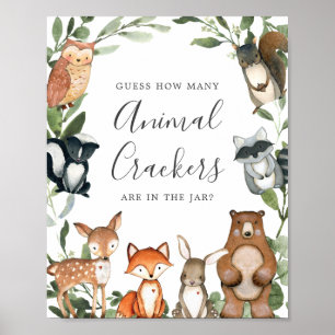 Poster Woodland Baby Devine Combien De Crackers Animaux