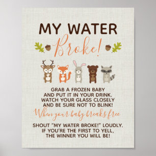 Poster Woodland Baby shower Game - My Water Broster