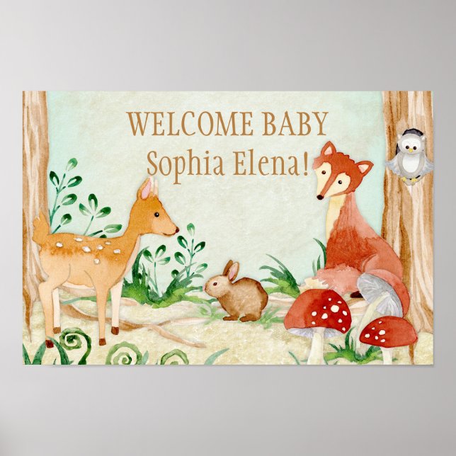 Poster Woodland Créatures Animaux Renard Renard Cheval Ra (Devant)