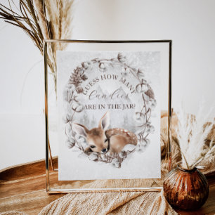 Poster Woodland Deer Baby shower d'hiver Guest Game