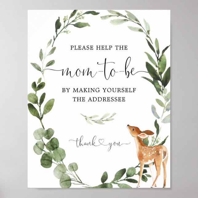 Poster Woodland Deer s'adresse au baby shower Enveloppe (Devant)