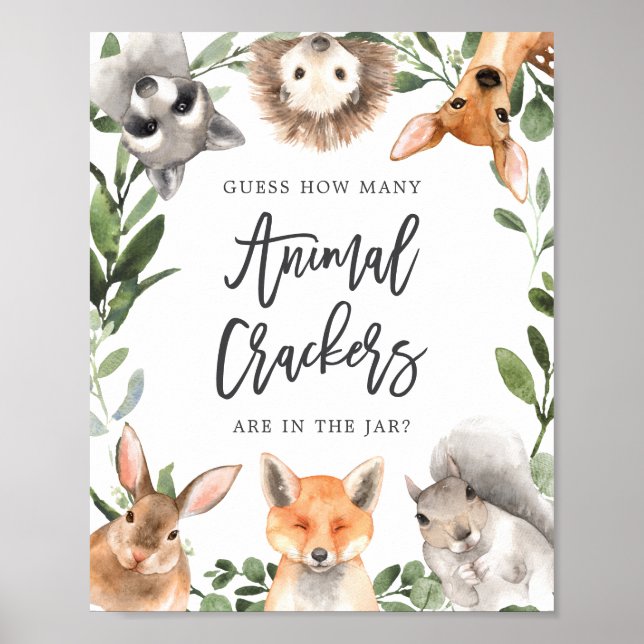 Poster Woodland Devine combien de crackers animaux signe (Devant)