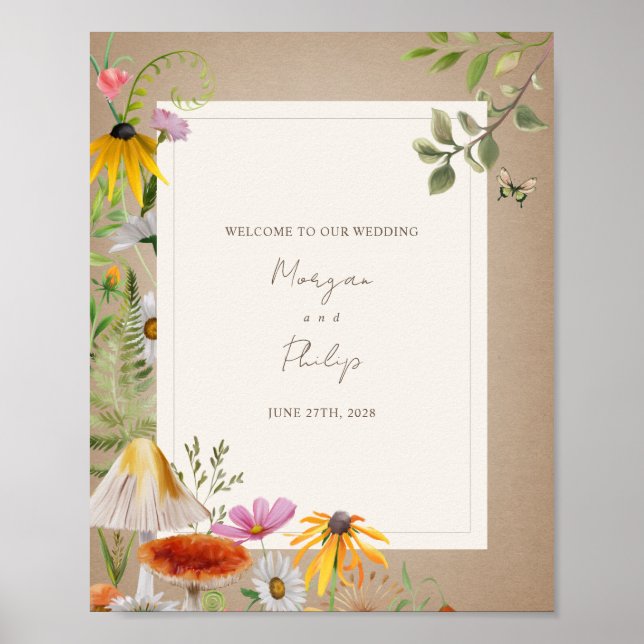 Poster Woodland Elegant Forest Cardstock Mariage Bienvenu (Devant)