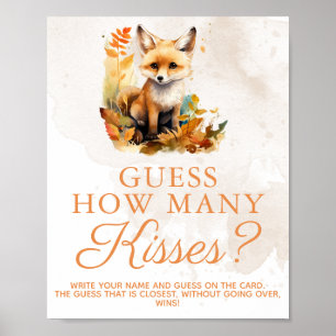 Poster Woodland Fox mignon Baby shower jeu Combien de bai
