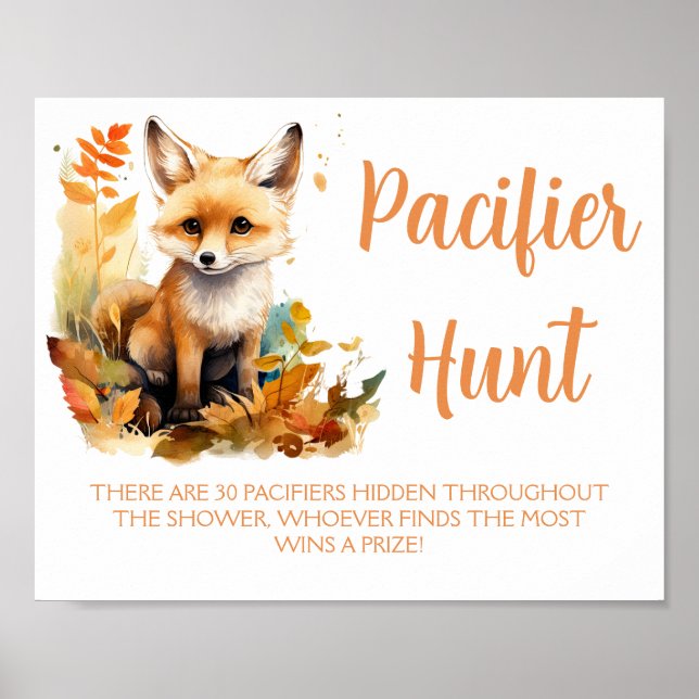 Poster Woodland Fox mignon Pacifique chasse Baby shower j (Devant)