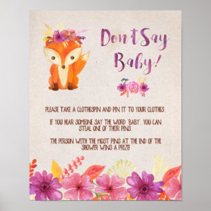 Poster Woodland Fox ne pas dire Baby Game