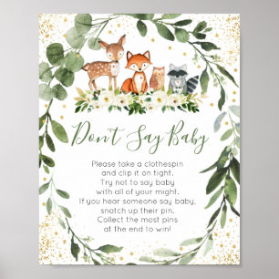 Poster Woodland Greenery Don't Say Baby Game