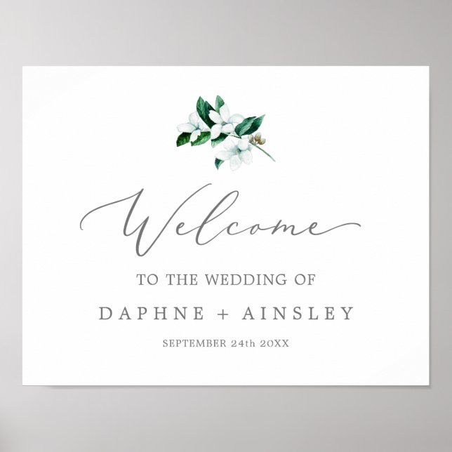 Poster Woodland Greenery Mariage Bienvenue (Devant)