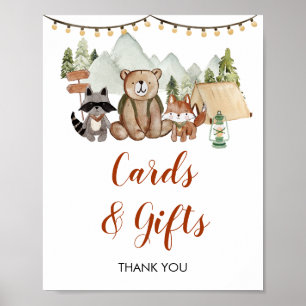Poster Woodland One Happy Camper 1er Anniversaire Cartes