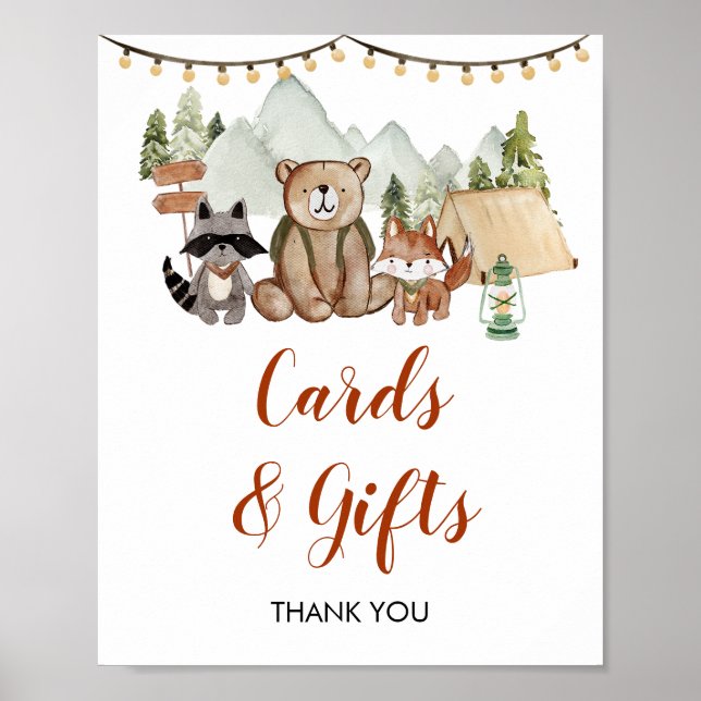 Poster Woodland One Happy Camper 1er Anniversaire Cartes  (Devant)