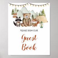 Woodland One Happy Camper 1er Birthday Guest Book