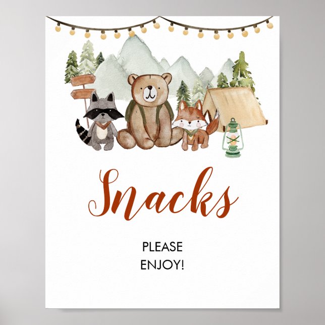 Poster Woodland One Happy Camper Premier Anniversaire Sna (Devant)