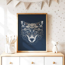 Poster Woodland Wolf Nursery Wall Art Print Nursery Decor