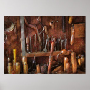 Poster Woodworker - vieux outils