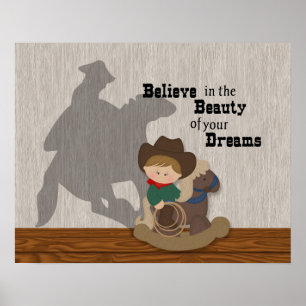 Poster Wordart Rêves de Petit Cowboy