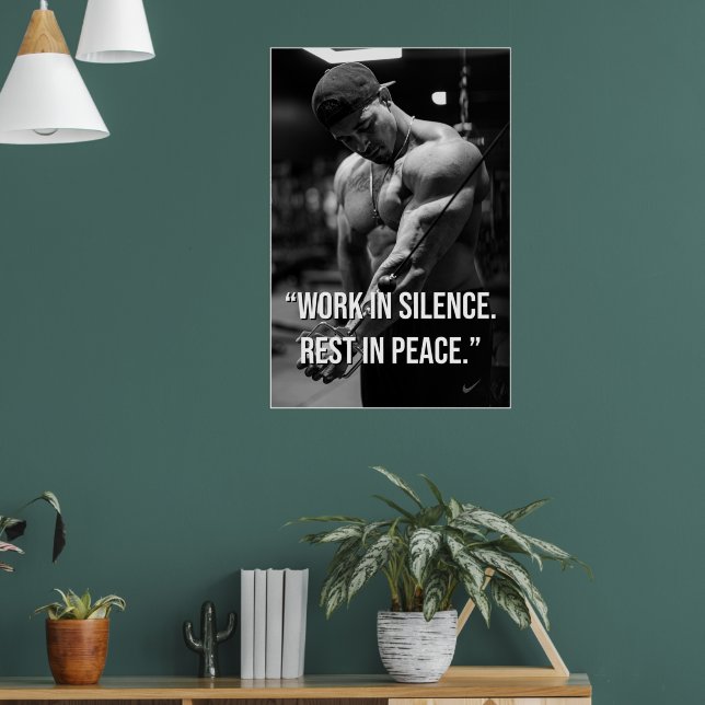 Poster Work in Silence Rest in Peace Gym Motivation Quote (Salon 1)