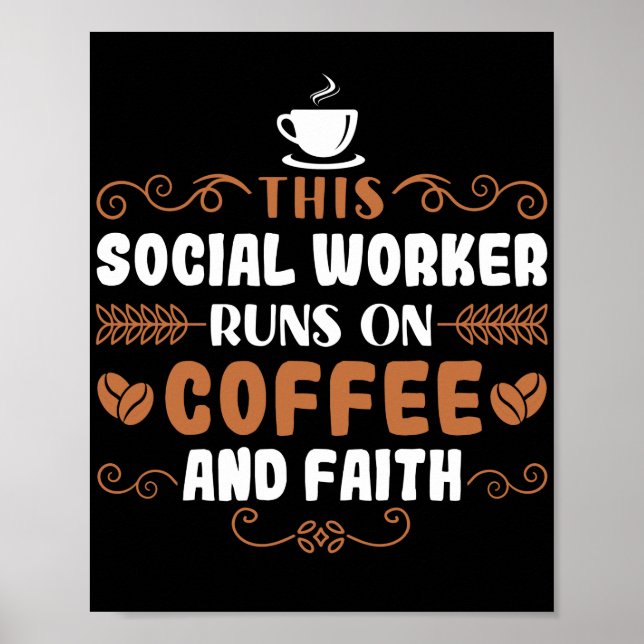 Poster Worker social This Social Worker Runs On Coffee (Devant)