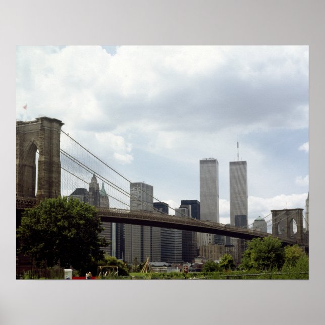 Poster World Trade Center, Brooklyn Bridge, New York (Devant)