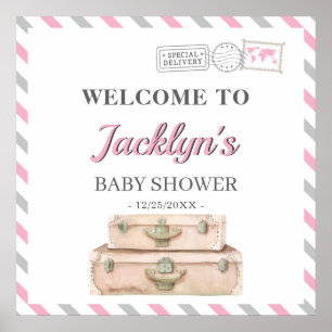 Poster World Travel Avion Baby Girl Douche Bienvenue