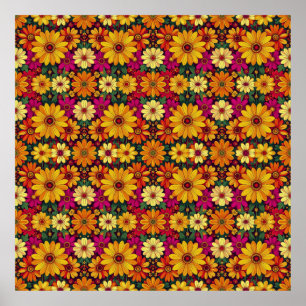 Poster Wow ! Motif floral coloré et lumineux.