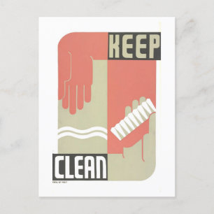 Poster WPA vintage : Carte postale "Keep Clean" Hy