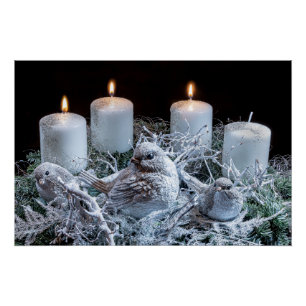 Poster Wreath de l'Avent blanc