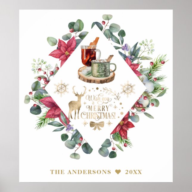 Poster Wreath Script Winter Vous Souhaite Un Joyeux Noël (Devant)
