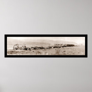 Poster Wreck German Train WWI Photo 1918