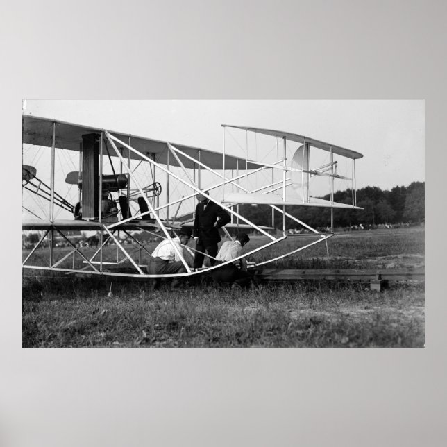 Poster Wright Brothers Biplane sur la piste de lancement  (Devant)