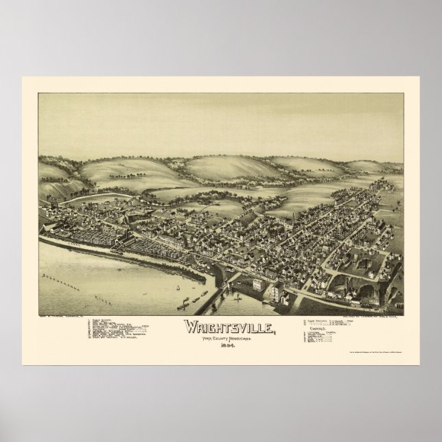 Poster Wrightsville, PA Carte panoramique - 1894 (Devant)