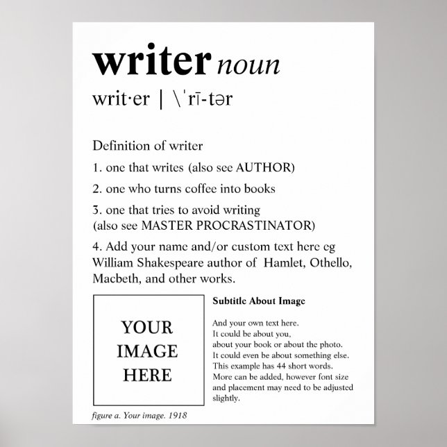 Poster Writer Fun Personnalisé Dictionnaire Photo (Devant)