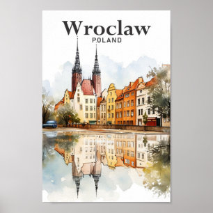 Poster Wroclaw Pologne Aquarelle Peinture Voyage