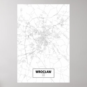 Poster Wrocław, Pologne (noir sur blanc)