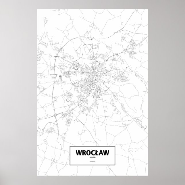 Poster Wrocław, Pologne (noir sur blanc) (Devant)