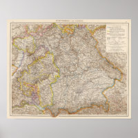 Wurttemberg, Bayern Atlas Carte de l'Allemagne