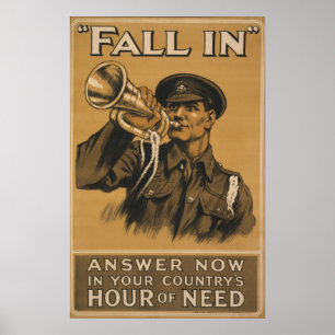 Poster WW I Bugle Call ~Fall In