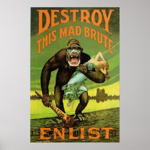 Poster WWI Enlistment Ad Print