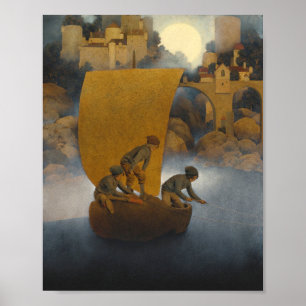 Poster Wynken Blynken Et Nod Par Maxfield Parrish 1902