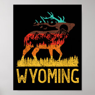 Poster Wyoming - amour de la nature vintage randonnée 70s
